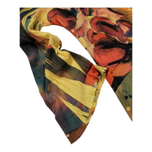 B.L.E.U.‎ Abstract Floral Top Bell Sleeve Rhinestone Embellishments Women's Sm - Picture 4 of 9